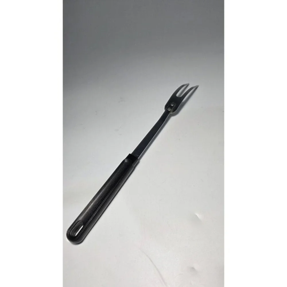 Vintage Ekco Chromium 2 Tine Meat Fork Black‎ Textured Handle 12